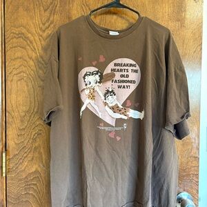 Gildan Brown Short Sleeve Tee with Cartoon Print